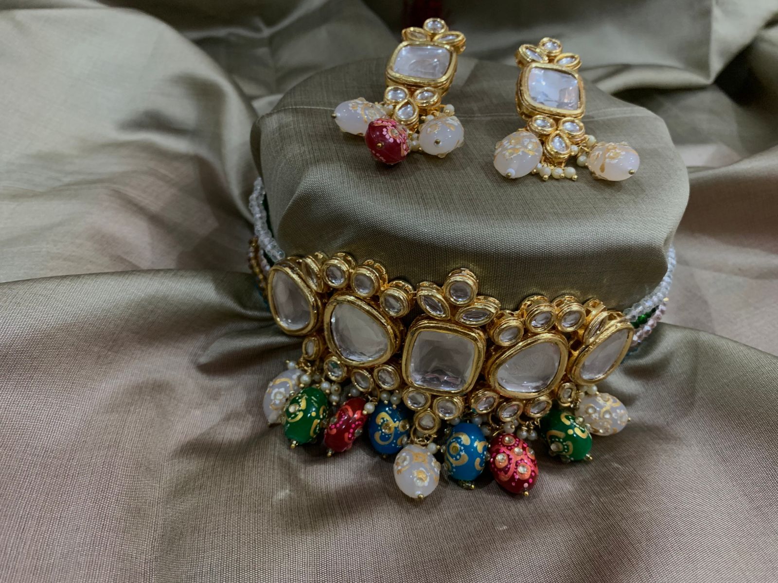 Multi color kundan choker set