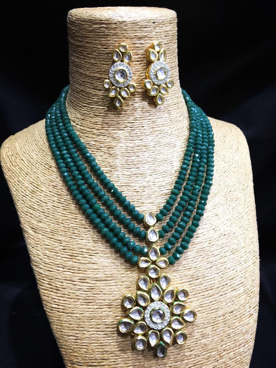 Beautiful Kundan set with green onex 02
