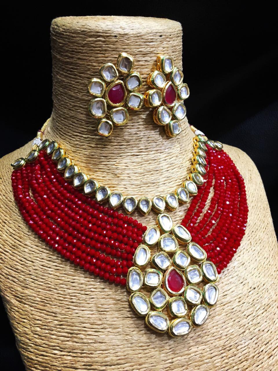 Kundan choker set with red onex