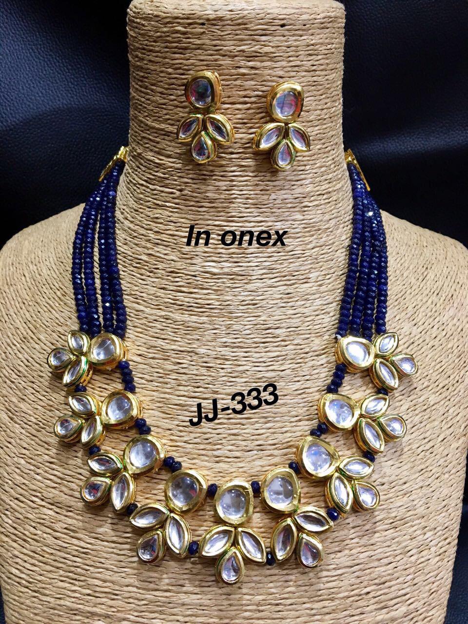 Beautiful Kundan set with blue onex