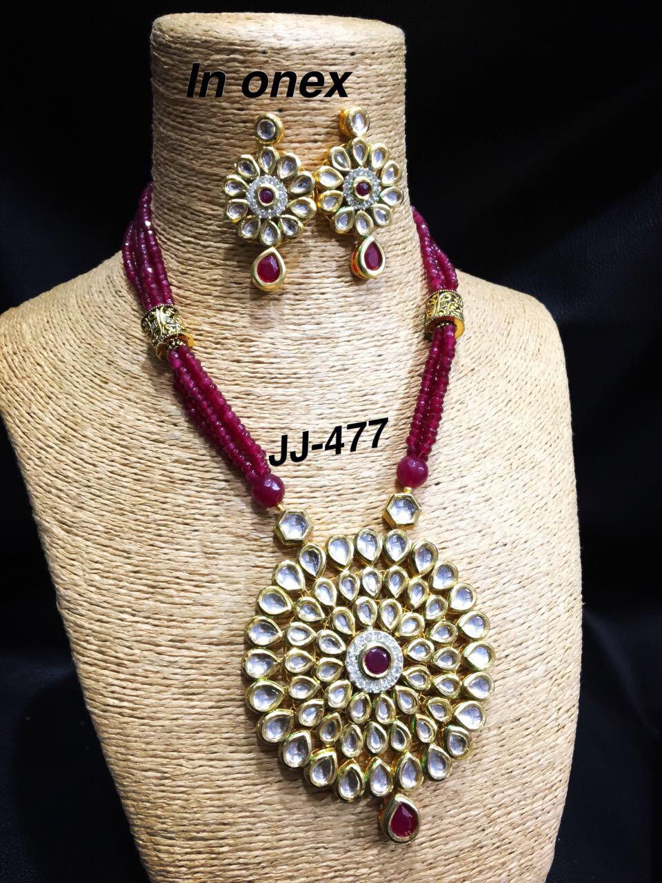 Kundan set with red moti