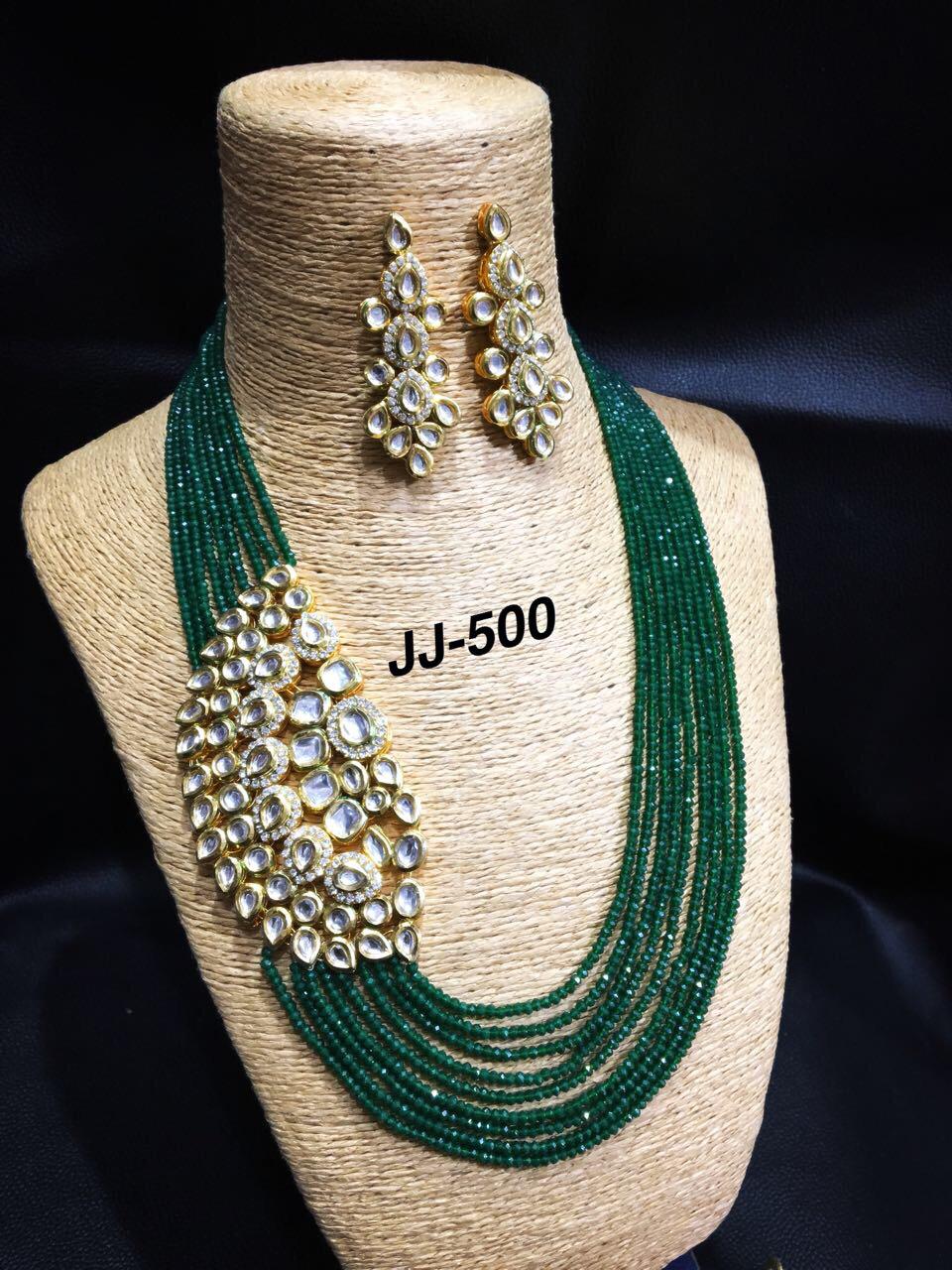 Kundan set with green moti 01