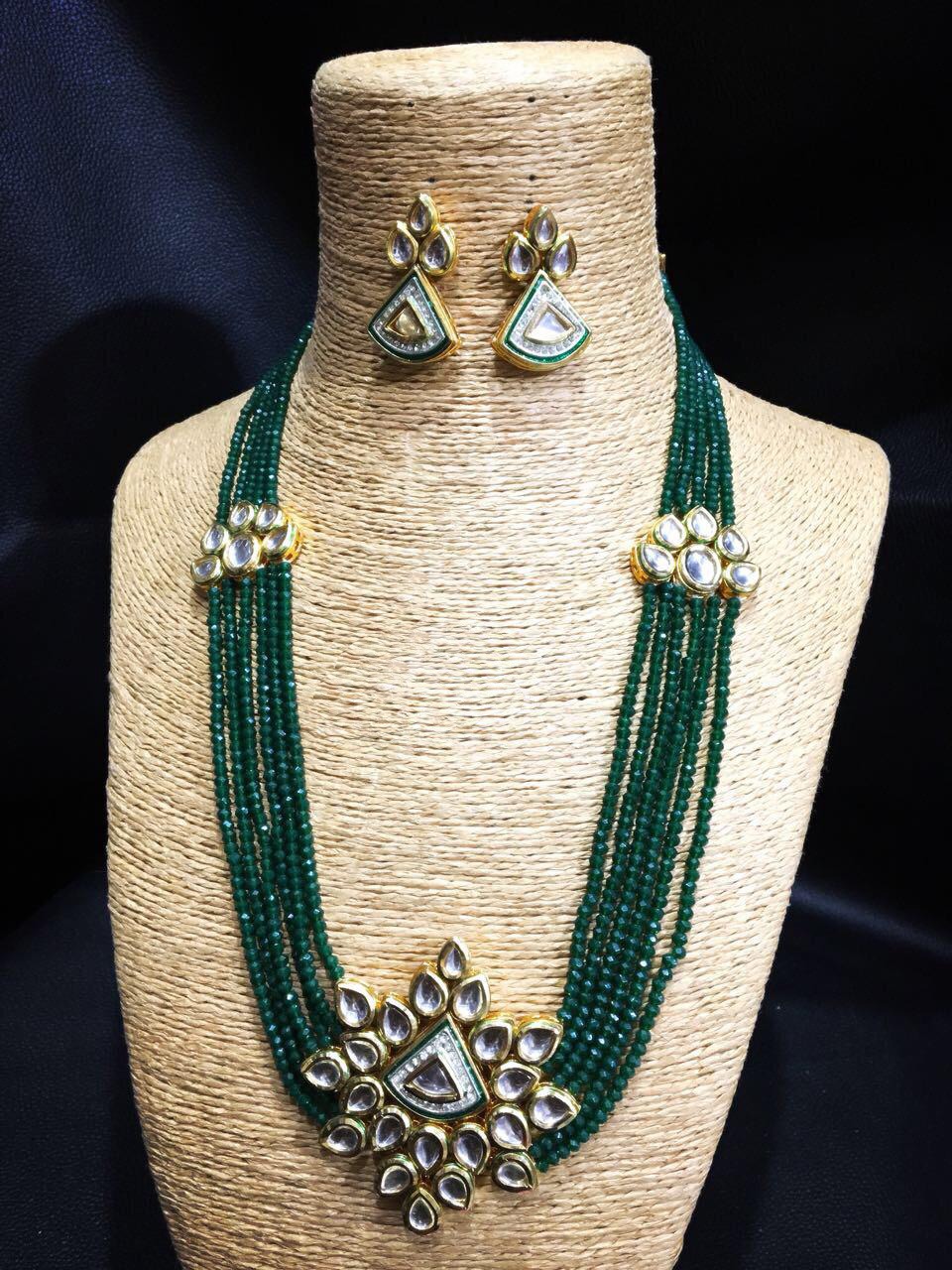 Beautiful Kundan set with green moti