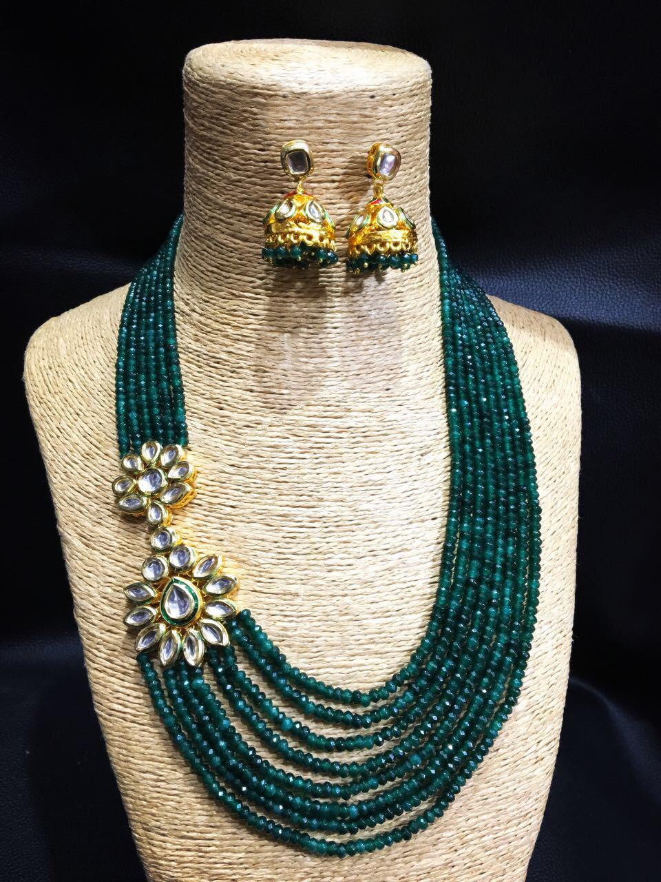 Kundan set with green moti