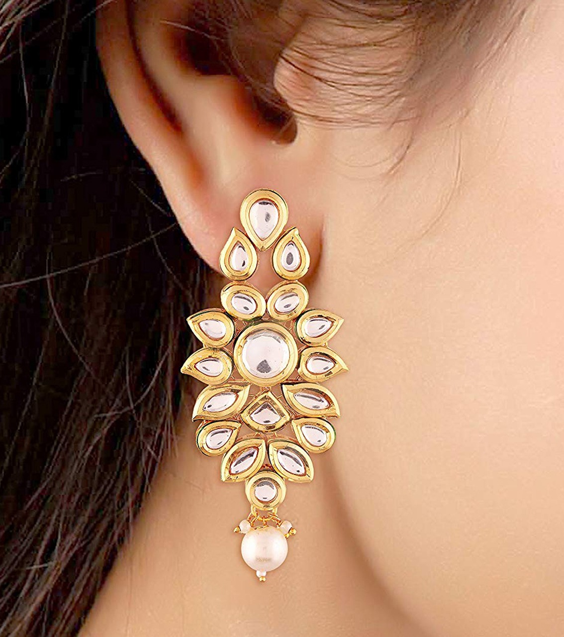 Beautiful Kundan earring with white moti