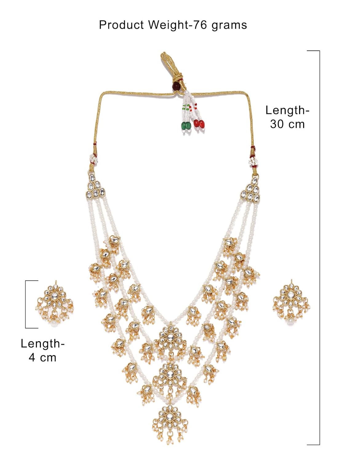 Kundan white long haar in three layers