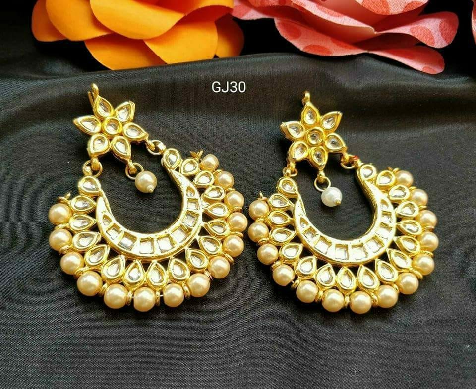 Beautiful chand bali with golden moti