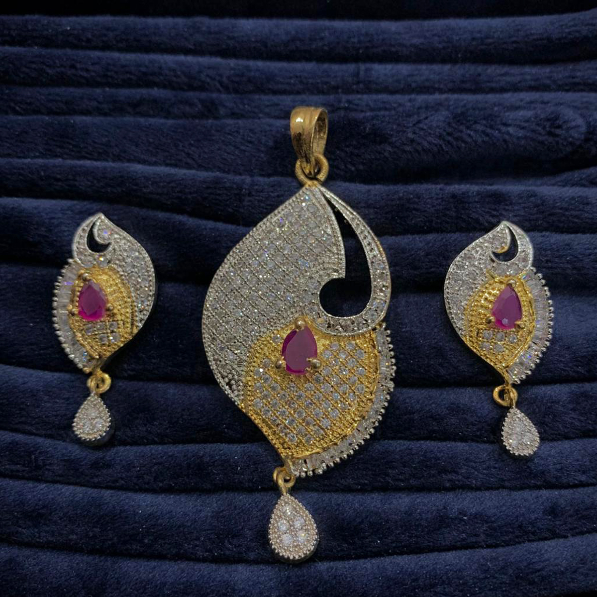 American diamond set in radiant gold plating
